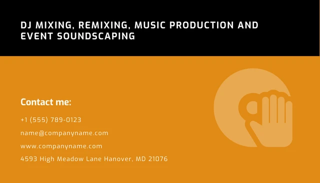 Black And Orange Minimalist Dj Business Card - Page 2