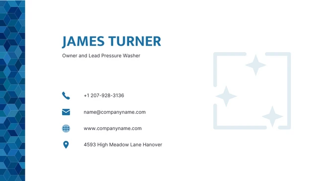 White And Blue Modern Geometric Pattern Residential Pressure Washing Business Card - Page 2