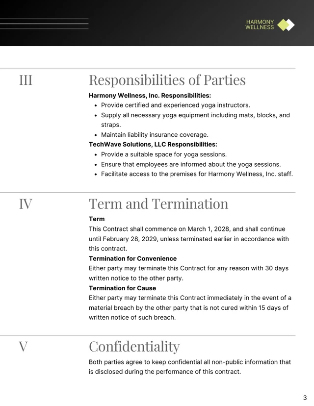 Corporate Yoga Contract Template - Page 3