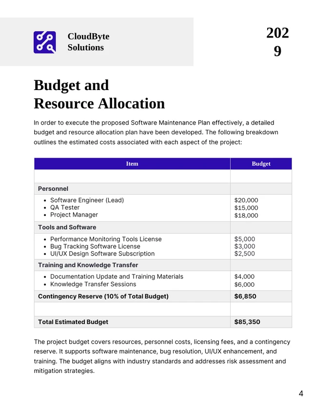 Navy and White Modern Simple Minimalist Software Maintenance Proposal - Page 4