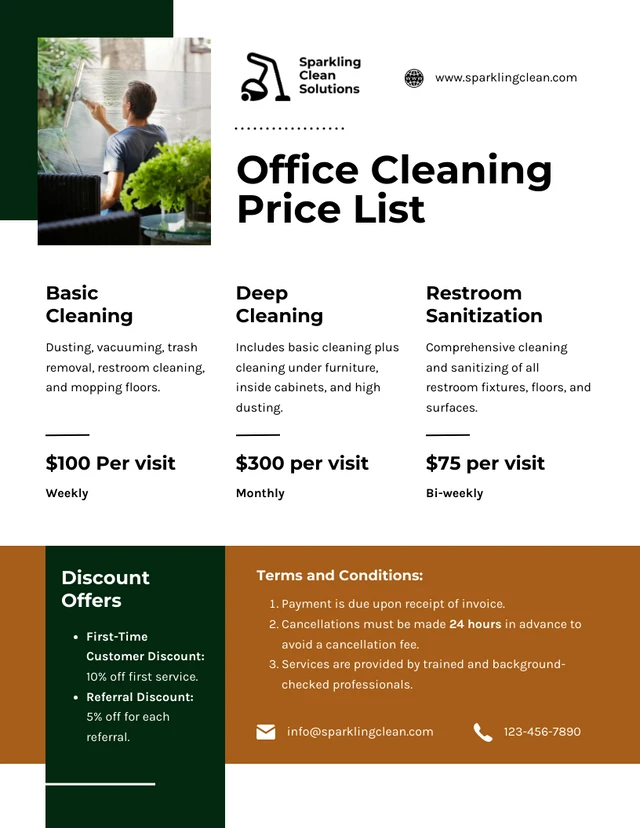 Office Cleaning Price List Template