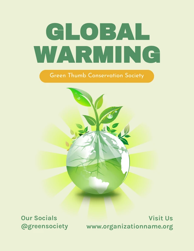 Light Green Minimalist Illustration Global Warming Environment Poster Template