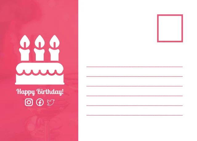 Pink And White Modern Playful Simple Happy Birthday Postcard - Page 2