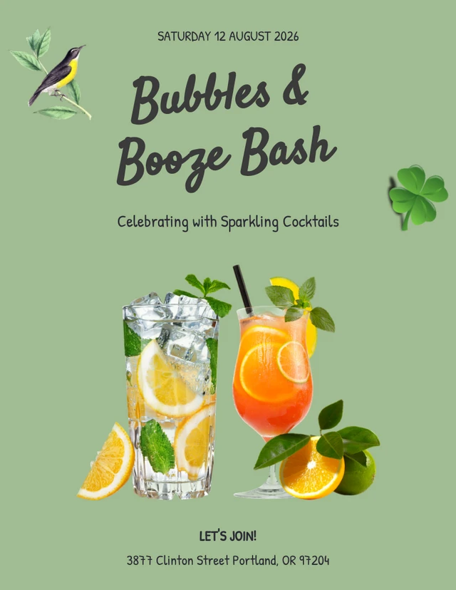 Green Cocktails Invitation Template