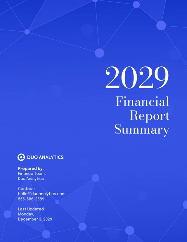 Blue Financial Report Summary Template