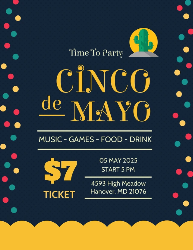 Navy Cinco De Mayo Time to Party Template
