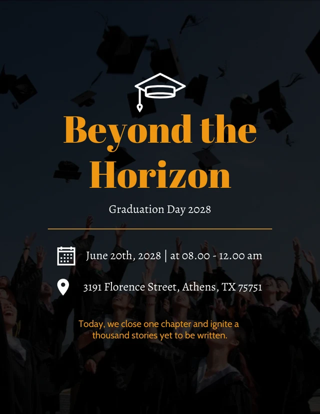 Black And Yellow Simple Photo Congratulations Graduation Day Poster Template