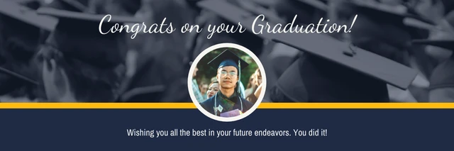 Navy and Yellow Minimalist Simple Modern Celebration Graduation Banner Template