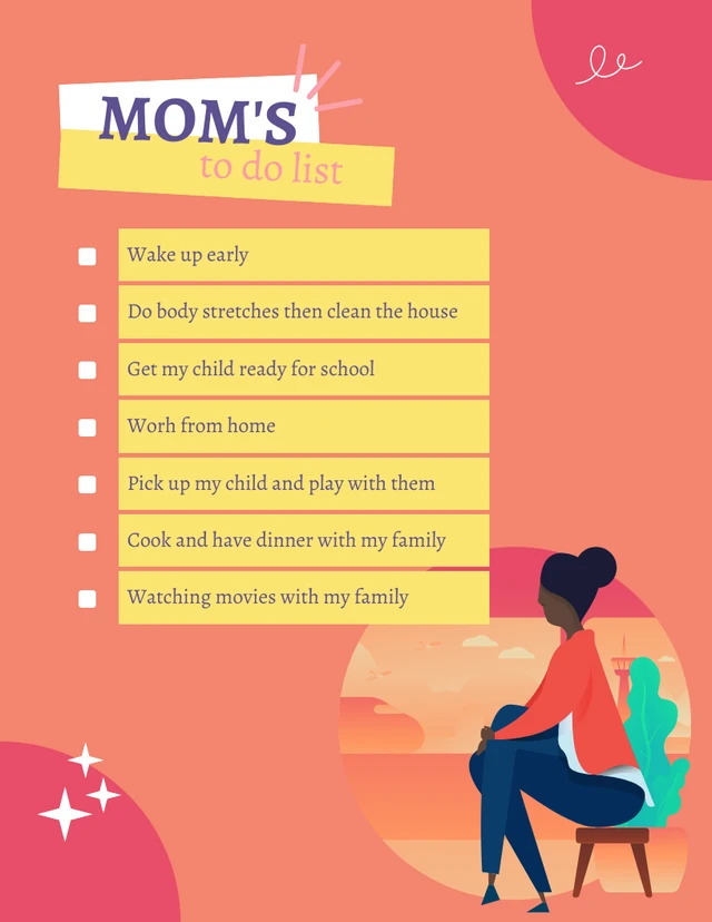 Orange Yellow Mom's to do list  Template