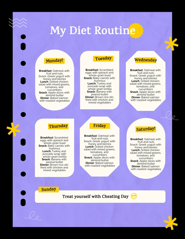 Soft Purple Diet Diary Schedule Template