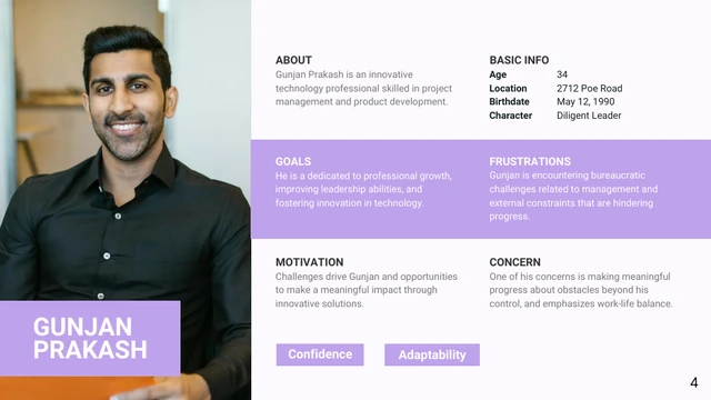 White and Purple User Persona Presentation - Page 4