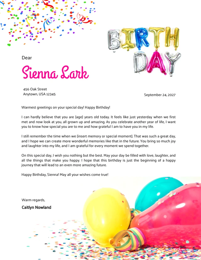 Colorful Birthday Letterhead
