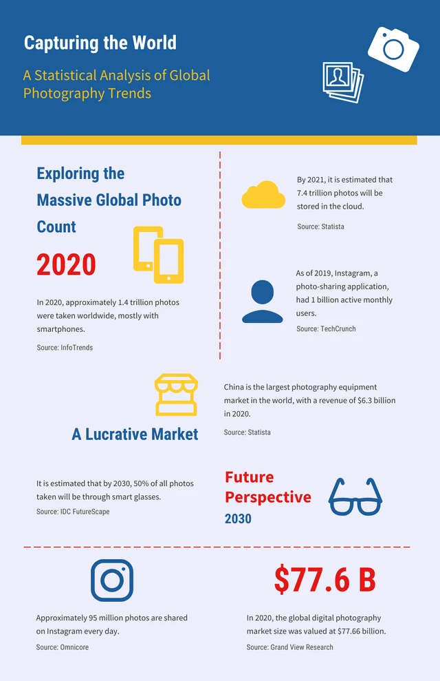 Blue And Yellow Minimalist Photography Infographic Template