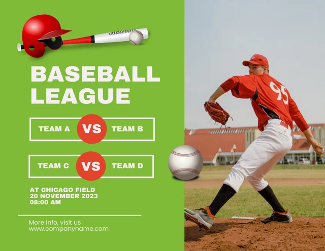 Light Green Simple Baseball League Schedule Template