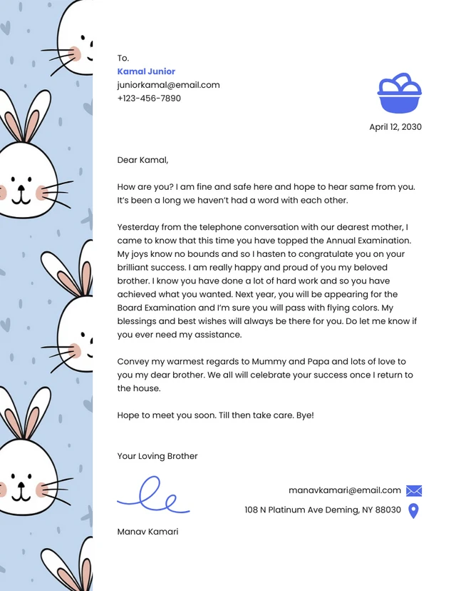 White And Blue Cute Illustration Business Letterhead
