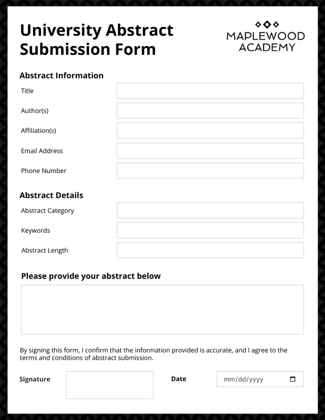 Black Minimalist University Abstract Forms Template