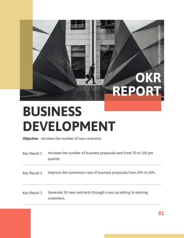 Red And Yellow Minimalist Modern OKR Report - Page 1