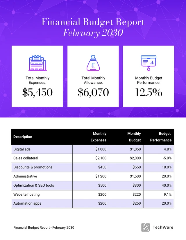 Modern Financial Budget Report Template Template