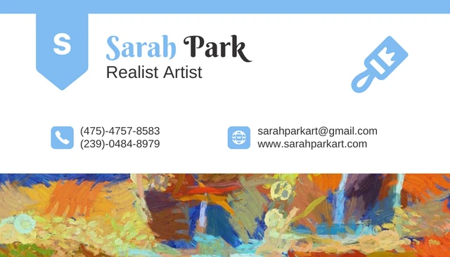 White And Blue Modern Abstract Professional Painting Business Card - Page 2