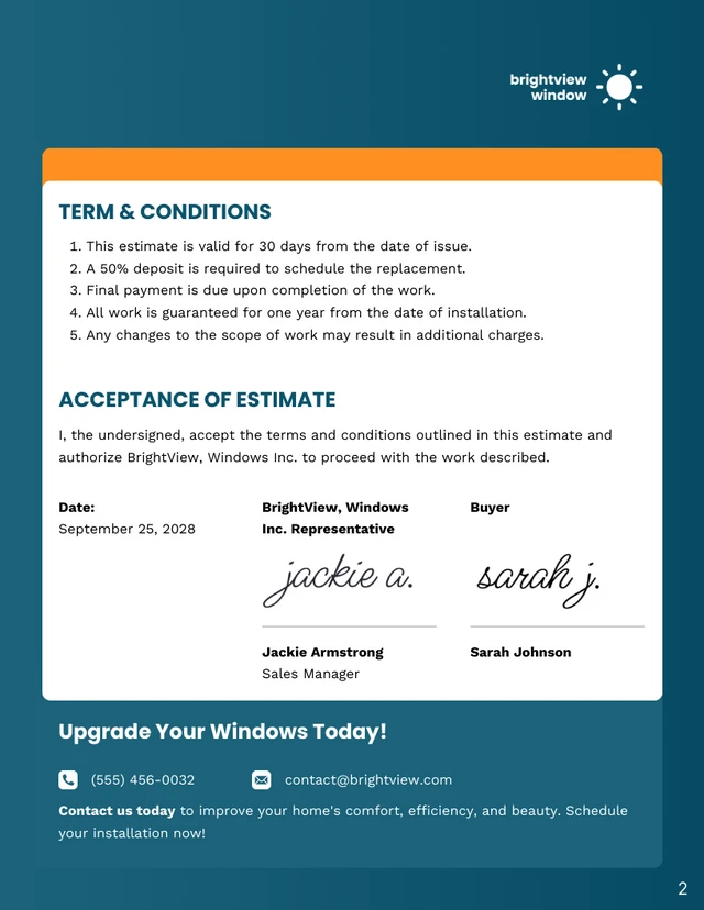 Window Replacement Estimate Template - Page 2