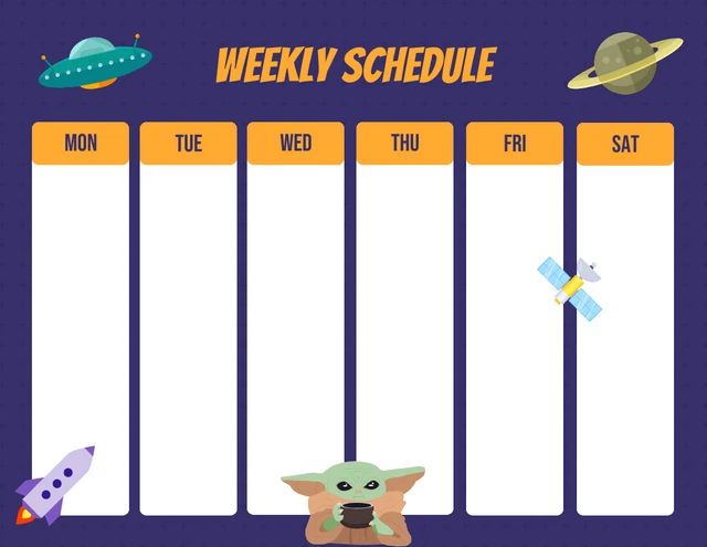 Dark Blue Modern Space Anime Weekly Schedule Template