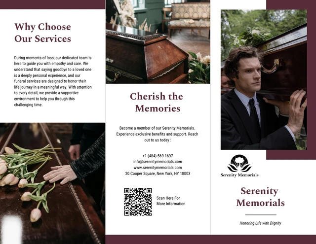 Clean Simple Compassionate Farewell Services Funeral Tri-fold  Brochure - Page 1