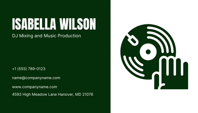 Dark Green Minimalist Professional Dj Business Card - Page 2