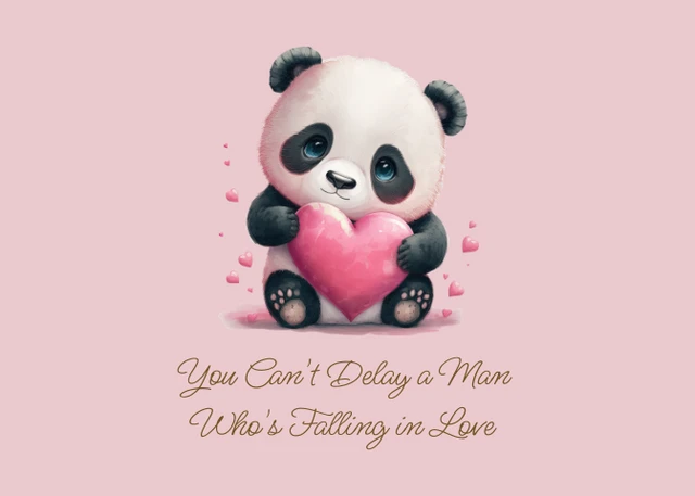 Baby Pink Cute Panda Watercolor Love Postcard - Page 1