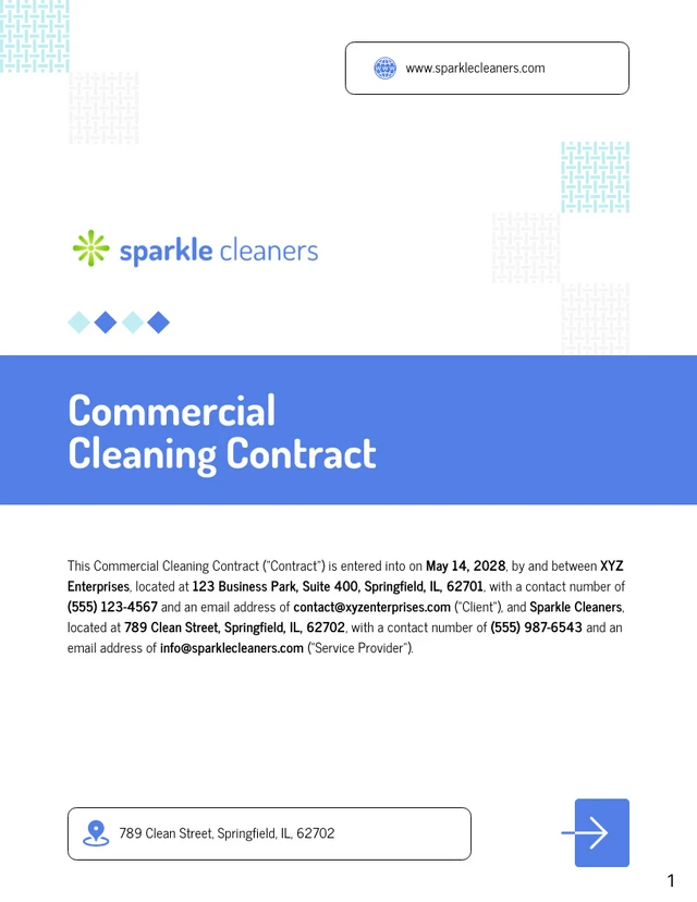 Commercial Cleaning Contract Template - Page 1