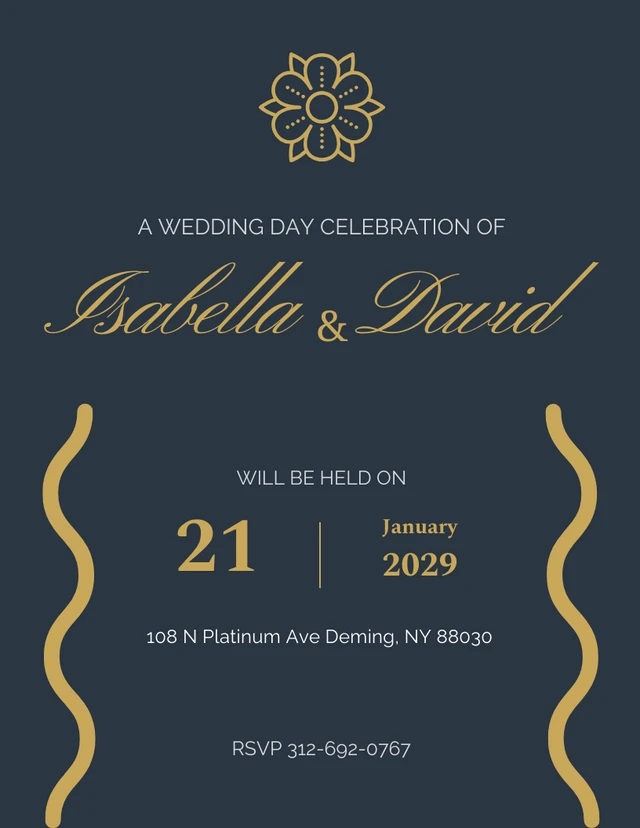 Simple Dark Gold Photo Invitation Template