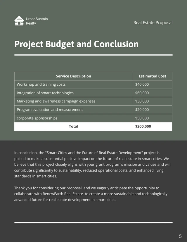 Dark Green Minimalist Real Estate Proposal - Page 5