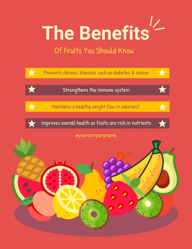 Red Cartoon of Benefit of Fruit Template
