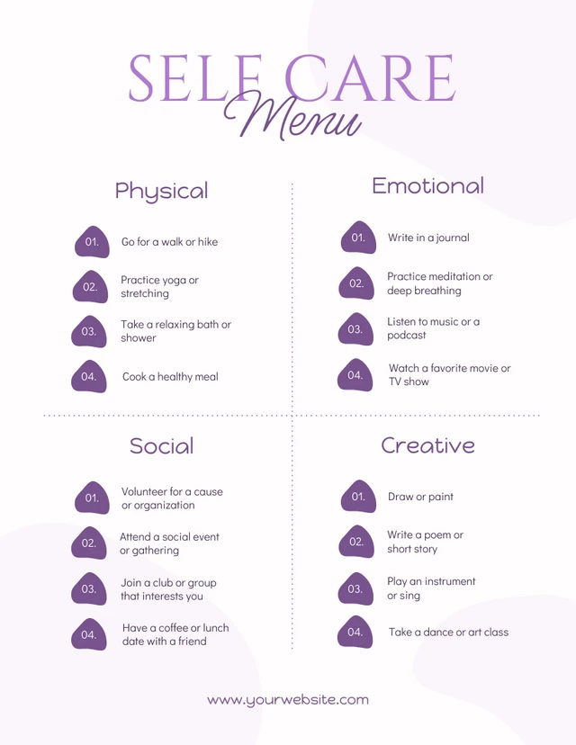 Soft Purple Self Care Schedule Template