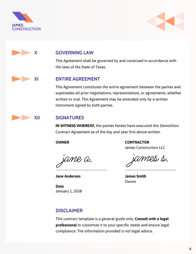 Demolition Contract Template - Page 4