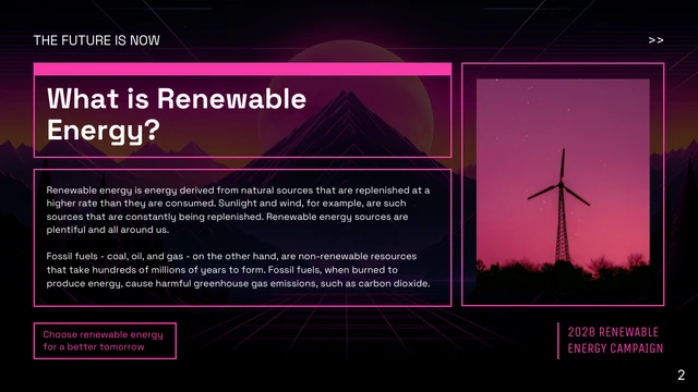 Purple and Magenta Retrowave Renewable Energy Cool Presentation - Page 2