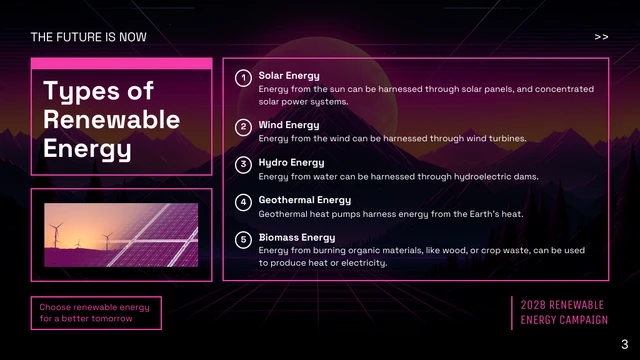 Purple and Magenta Retrowave Renewable Energy Cool Presentation - Page 3