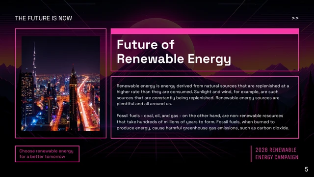 Purple and Magenta Retrowave Renewable Energy Cool Presentation - Page 5