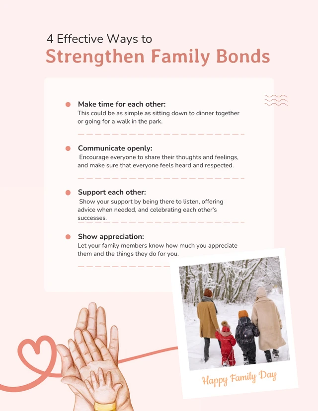 Soft Peach Family Bond Tips Poster Template
