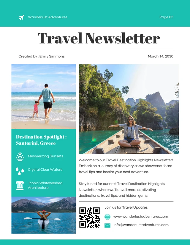 Travel Destination Highlights Newsletter Template