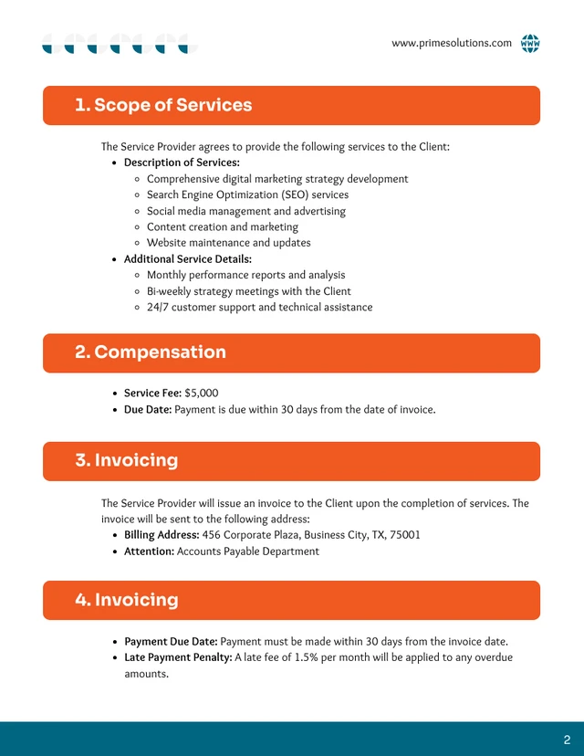 30 Day Payment Terms Contract Template - Page 2