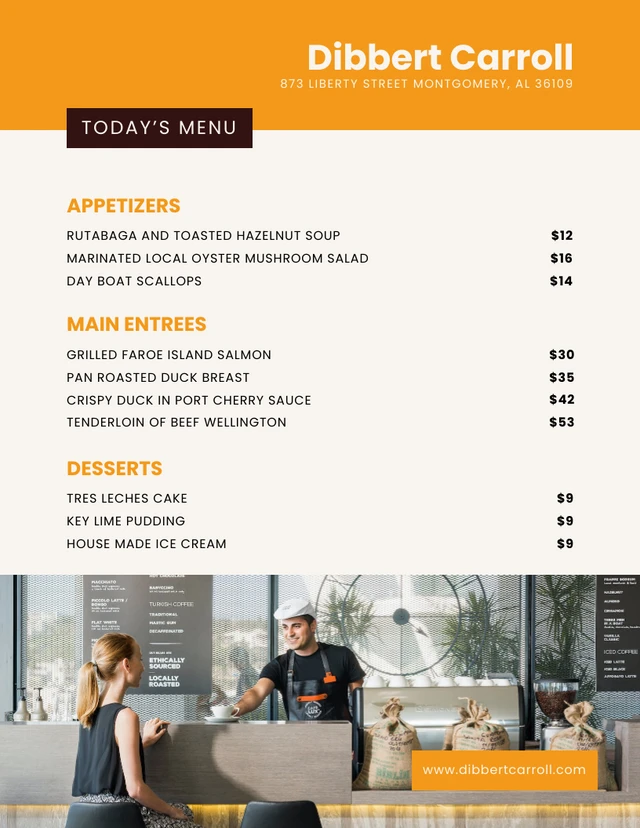 Cream And Yellow Modern Cafe Menu Template