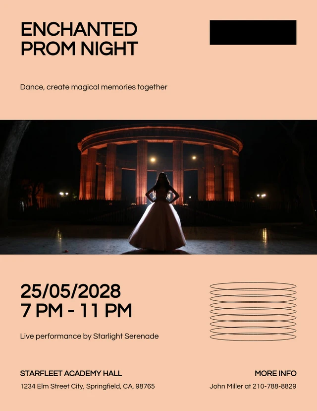 Modern Black And Orange Prom Poster Template