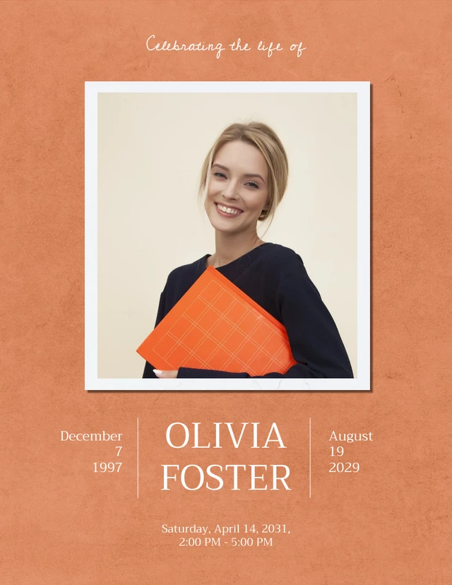 Orange Modern Texture Celebration of Life Invitation Template