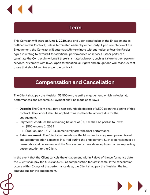 Musician Contract Template - Page 3