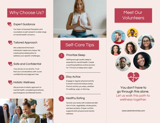 Cream and Pink Mental Health Tri-fold Brochure - Page 2