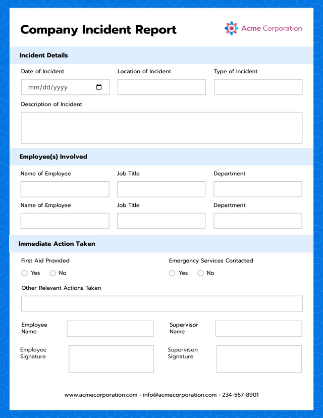 Company Incident Report Template