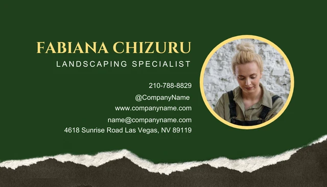 Dark Green And Dark Grey Simple Texture Landscaping Service Business Cards - Page 2