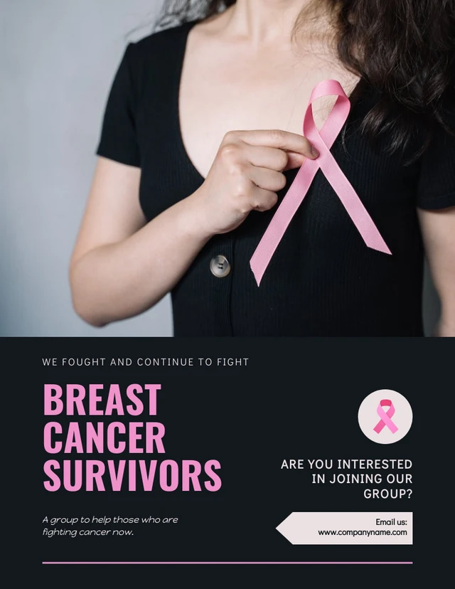 Black And Pink Minimalist Breast Cancer Awareness Poster Template