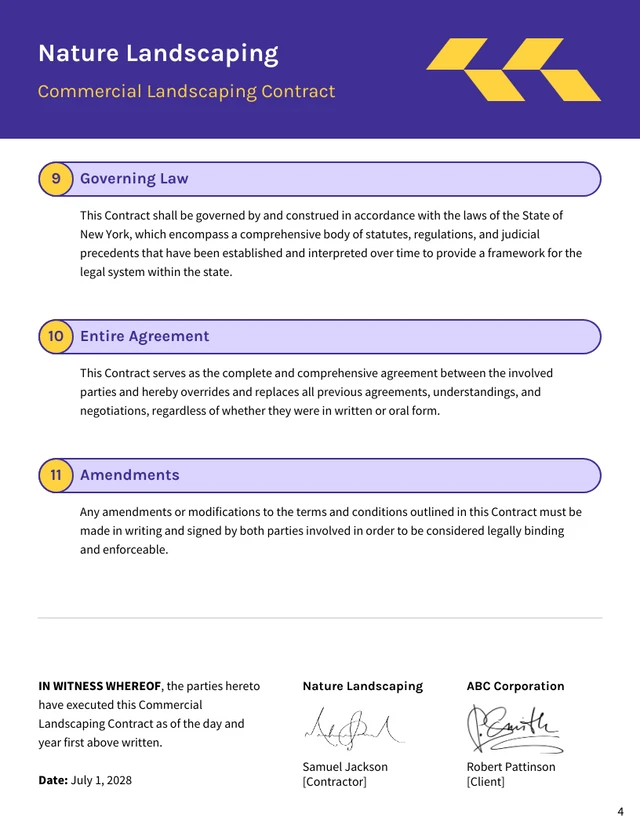 Commercial Landscaping Contract Template - Page 4