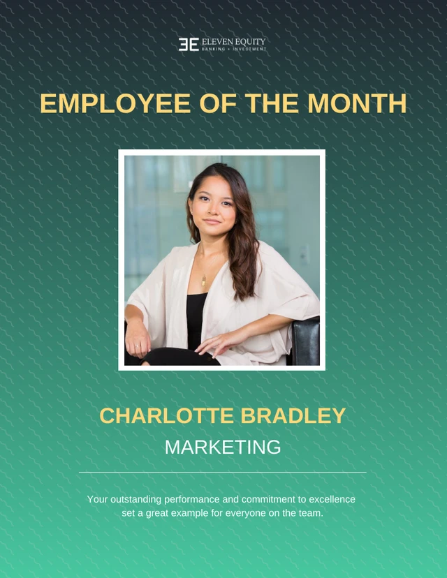 Green Gradient Employee of The Month Poster Template
